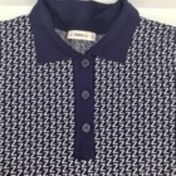 Zara Knit | Navy Blue White | Z Print Jacquard Long Sleeve Dress Size Me… - Picture 4 of 7